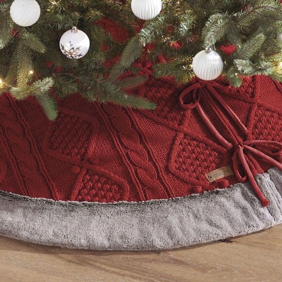 Koolaburra By UGG Reese 54" Round Knit Redwood Christmas Tree Holiday Skirt - Picture 3 of 9
